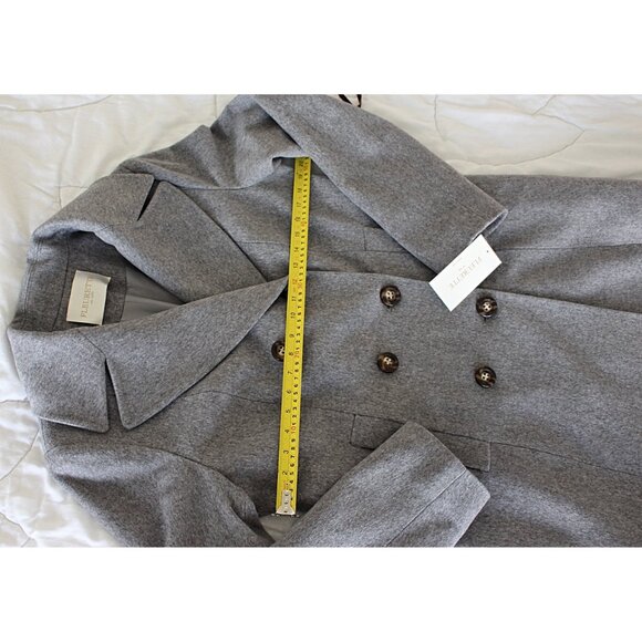New w/Tags Fleurette Notch Collar Double Breasted Wool Coat in Grey Heather, 14 - Picture 9 of 14